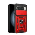 thumbnail image 1 of Compatible with Google Pixel 9 / 9 Pro Case with Sliding Camera Lens Cover and Ring Kickstand Heavy Duty Military Grade Rugged Protection Shockproof Back Phone Cover for Google Pixel 9 / 9 Pro, Red, 1 of 8