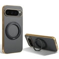 thumbnail image 1 of Compatible with Google Pixel 9 / 9 Pro, Rotating Magnetic Stand Ring Holder Shockproof Slim Cell Cover Protective, PU Leather Magsafe Plating Phone Cover Case for Google Pixel 9 / 9 Pro -  Gray, 1 of 6