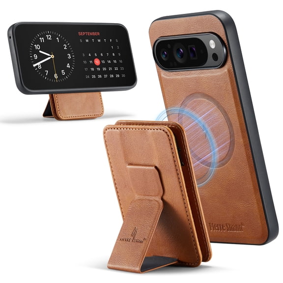 Compatible for Google Pixel 9 / 9 Pro Wallet Case,[Support MagSafe Wireless Charging] Back Flip Magnetic Leather Phone Cover with Detachable RFID Blocking Card Holder For Google Pixel 9 / 9 Pro,Brown