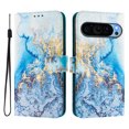 thumbnail image 1 of Compatible for Google Pixel 9 / 9 Pro Wallet Case, Painting Pattern Premium PU Leather [Credit Card Holder] [Wrist Strap] Flip Stand Feature Purse Case Full Protective Pattern Cover, Blue Marble, 1 of 15