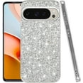 thumbnail image 1 of Compatible with Google Pixel 9 Pro XL Case Glitter Shockproof, Google Pixel 9 Pro XL Phone Case Bling Sparkly TPU and PC Silicone Shiny Girl Women Thin Protective Cover (Silver), 1 of 14