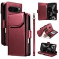 thumbnail image 1 of Compatible with Google Pixel 9 Pro XL Case Wallet with Strap RFID Blocking Card Holder, Multifunctional Wallet Purse Handbag Premium PU Leather Magnetic Flip Kickstand Phone Case,Red, 1 of 11