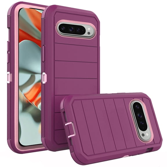 Compatible with Google Pixel 9 Pro XL/Pixel 10 Pro XL Phone Case Hybrid Rugged Shockproof Hard Protective Drop Proof Full Body Heavy Duty Mobile Cell Cover for Pixel 9ProXL 10ProXL Women Men Purple