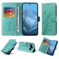 thumbnail image 1 of Compatible with Google Pixel 9 Pro XL Wallet Case with Card Holder & Cash Slot [RFID Blocking],Wallet Wristlet Pressed Butterfly Flower PU Leather Magnetic Flip Folio Cover for Women Men,Green, 1 of 11