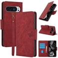 thumbnail image 1 of Compatible for Google Pixel 9 Pro XL Wallet Case,RFID Block Flip PU Leather Phone Cover with Wrist Supports Wireless Charging with Credit Card Holder Kickstand Heavy Duty Phone Cover,Red, 1 of 7