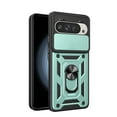 thumbnail image 1 of Compatible with Google Pixel 9A Case with Sliding Camera Lens Cover and Ring Kickstand Heavy Duty Military Grade Rugged Protection Shockproof Back Phone Cover for Google Pixel 9A, Green, 1 of 8