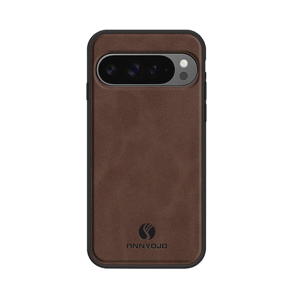 Compatible with Google Pixel 9A Vintage PU Leather Case,Wireless Charging Slim Fit Elegant Non-Slip Shockproof Protective Phone Case with Soft TPU Frame Anti-Fingerprint Classic Case,Brown