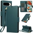 thumbnail image 1 of Compatible with Google Pixel 9A Wallet Case with Credit Card Holder & Cash Slot, RFID Blocking Durable PU Leather Flip Magnetic Protective Stand Cover Wrist Strap Women Men,Green, 1 of 7