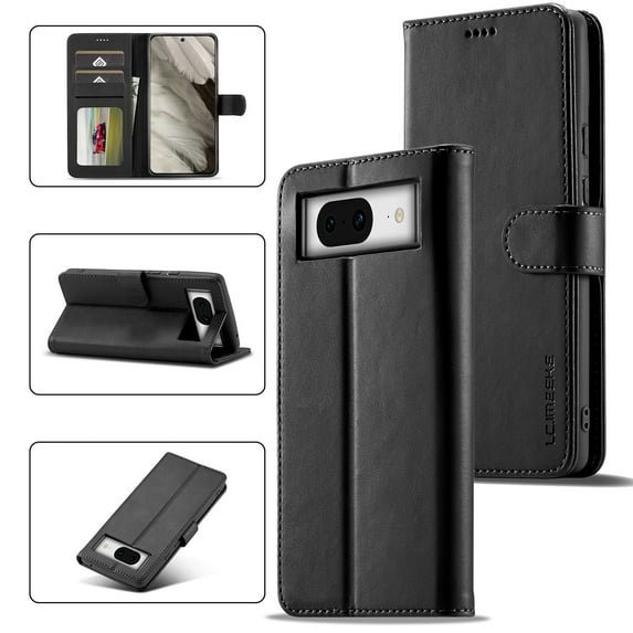 Compatible with Google Pixel 9A Wallet Case with Credit Card Holders, Designed Magnetic Clasp Flip Kickstand RFID Blocking PU Leather Vintage Shockproof Protective Cover Women Men, Black