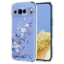 Compatible with Google Pixel 9a Case Clear with Flower Design, Cute Soft Silicone TPU Floral Aesthetic Women Girls Transparent Protective Shockproof Anti-Scratch Anti-Yellow Phone Cover, A