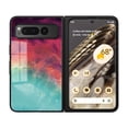 thumbnail image 1 of Compatible with Google Pixel Fold Case,Cute Starry Sky Patterned  Fashionable Tempered Glass Back with Soft Silicone Bumper Lightweight Protective Phone Case,Colorful, 1 of 7