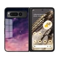 thumbnail image 1 of Compatible with Google Pixel Fold Case,Cute Starry Sky Patterned  Fashionable Tempered Glass Back with Soft Silicone Bumper Lightweight Protective Phone Case,Dreamy, 1 of 7