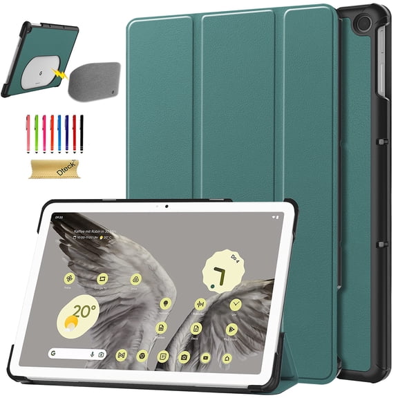 Compatible with Google Pixel Tablet 2023 11 Inch, Shockproof Multiple Viewing Angles Stand Lightweight Ultra Slim Shell Hard PC + PU Leather Back Protective Cover,Green