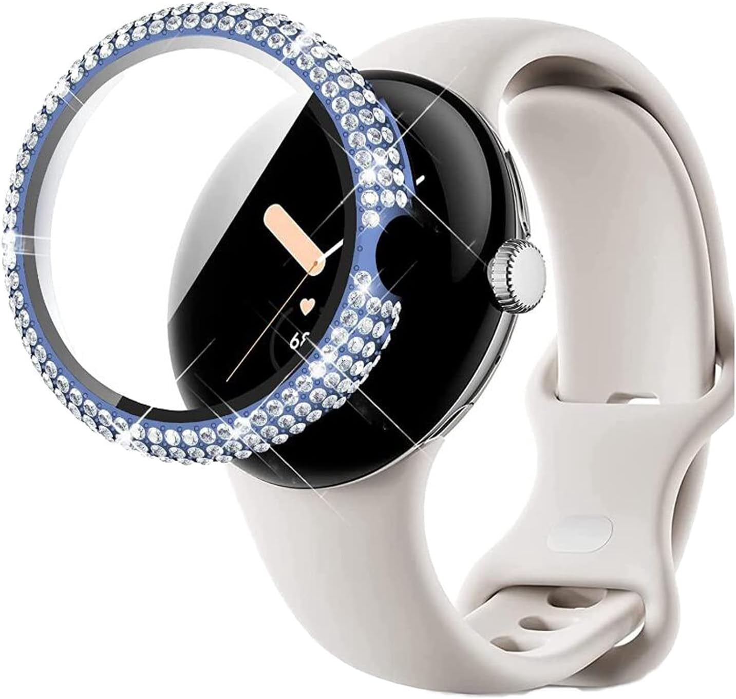 Compatible for Google Pixel Watch Case Full Diamond Hard PC Plating ...