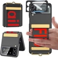 thumbnail image 1 of Compatible Hand Strap Case for Samsung Galaxy Z Flip 4 Wristband Case with Camera Screen Protector,Shockproof PU Leather Cover Protective Flip Phone Case for Samsung Flip 4 5g Case Stand Black, 1 of 12