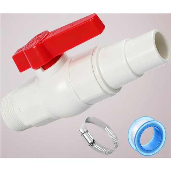 Compatible with Hayward SP0723 Trimline – Heavy-Duty 2-Way Ball Valve – 1.5" MIP x 1.5"-1.25" Hose Adapter – Pool Filter Flow Control & Winterizing Drain Valve – Replacement Part 1 Pack
