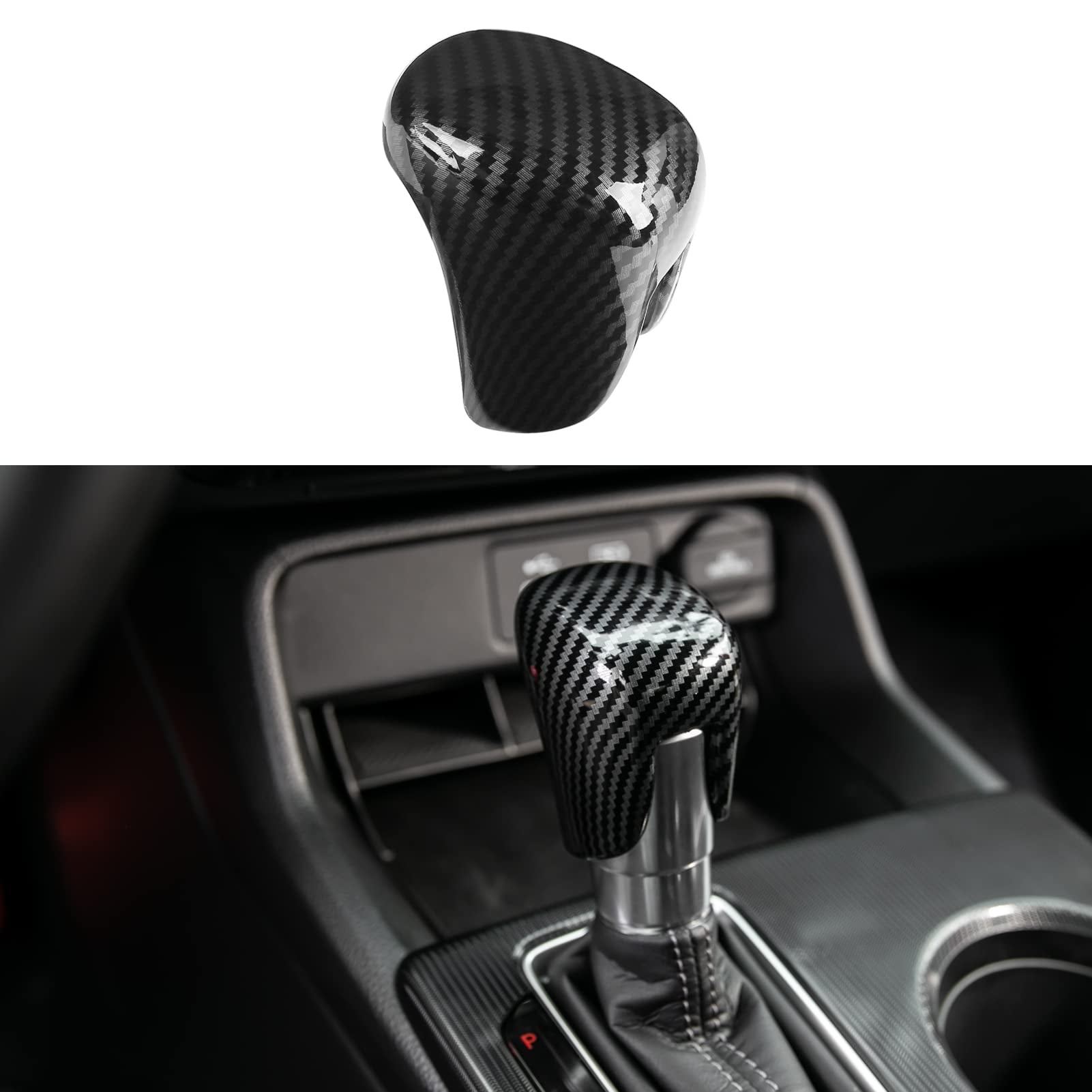 Compatible with Honda Civic 2022 2023 2024 2025 2026 for CRV HRV 2023 2024 2025 2026 for Accord 2018-2024 2025 2026 Accessories Car Center Console Gear Shift Knob Cover Trim Cap -Red Carbon