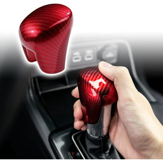 Compatible with Honda Civic 2022 2023 2024 2025 for CRV HRV 2023 2024 2025 for Accord 2018-2024 2025 Accessories Car Center Console Gear Shift Knob Cover Trim Cap -Red Carbon