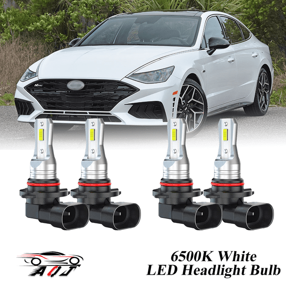 Compatible with Hyundai Sonata 2015-2021 2022 LED Headlight KIT High Low Beam Combo Bulbs (Pack of 4) , 6500K White 10,000LM Super Bright, Plug and Play