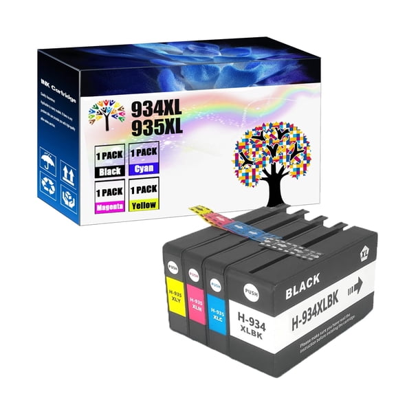 Compatible Ink Cartridge 934XL 935XL Replacement for Officejet Pro6230 6830 6812 6815 pro6835 E-All-in-One 6820 Printers (Pack of 4)