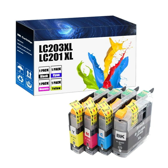 Compatible Ink Cartridge LC203xl LC 203 Replacement for Brother MFC-J460DW MFC-J480DW MFC-J485DW MFC-J4420DW MFC-J4620DW Printers(4-Pack)