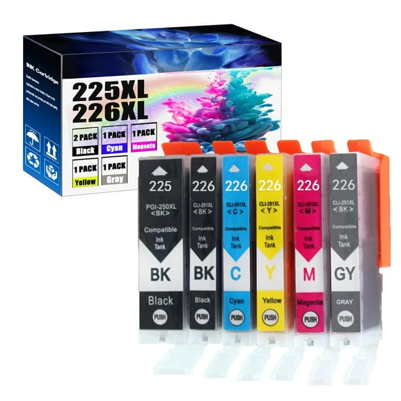 Compatible Ink Cartridge PGI-225XL CLI-226XL Replacement for Canon MG6220 MG6120 MG5320 MX882 MX892 (6 Pack)
