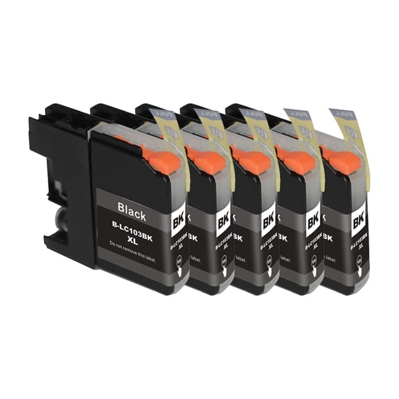 Compatible Ink Cartridge Replacement for Brother LC-103XL LC103XL LC103 XL LC103BK High Yield Compatible with DCP-J4110DW DCP-J152W MFC-J285DW MFC-J870DW MFC-J245 MFC-J4310DW (5 Pack)