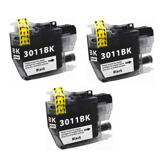 Compatible Ink Cartridge Replacement for Brother LC3013bk LC3013 (Black) LC3011 LC3011BK Work with MFC-J497DW MFC-J895DW MFC-J491DW MFC-J690DW Printer, 3 Packs