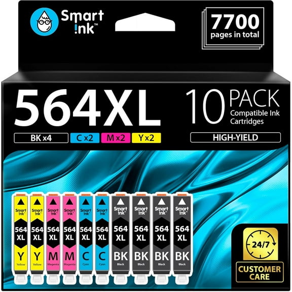Compatible Ink Cartridge Replacement for HP 564 XL 564XL High Yield 10 Combo Pack (4 Black & 2 C/M/Y) for DeskJet 3520 3522 Photosmart 7520 6520 5520 7525 5514 7510 OfficeJet 4620 Printers