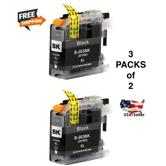 Compatible Ink Cartridge Replacement for Brother LC203XL LC203 XL LC201 MFC-J480DW MFC-J885DW MFC-J485DW MFC-J880DW (6 Black)