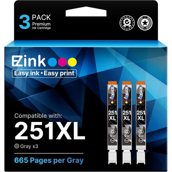Compatible Ink Cartridge Replacement for CLI-251XL CLI 251 XL to use with PIXMA MG6320 MG7120 MG7520 IP8720 (Gray) 3 Pack