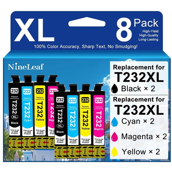 Compatible 232XL T232XL Ink Cartridges Combo Pack Replacement High Yield Ink Cartridge Compatible with XP-4200 WF-2930 XP-4205 WF-2950 Printers (2 BK/2 C/2 M/2 Y-8 Pack)