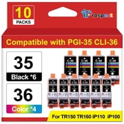 Compatible PGI-35 CLI-36 Ink Cartridges 10 Pack Replacement for Canon Printer Ink 35 36 Work with Canon Pixma iP110 iP100 TR150 TR160 Printers, 6 Black & 4 Color