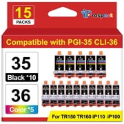 15 Pack PGI-35 CLI-36 Ink Cartridge Replacement for Canon TR160 Ink Cartridge Compatible for Canon 35 36 Ink Cartridges Work with TR150 TR160 iP110 iP100 Printer