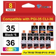 35 36 Ink Cartridge Replacement Compatible for Canon PGI-35 CLI-36 Ink Cartridges Work with Printer TR150 TR160 iP110 iP100, 5 BK | 3 Tri-Color