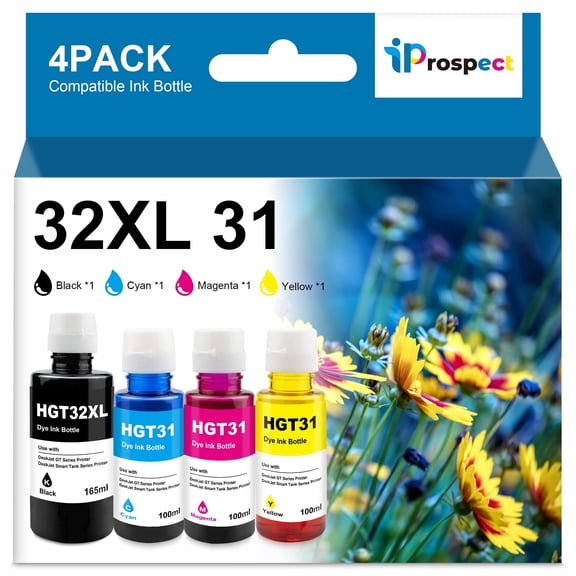 Compatible 31 32XL Ink Bottle Set Refill for HP Smart Tank 5000 7301 651 7001 7602 6001 551 5101 7300 5102 7302 7601 6002 5103 755 757 Printer, 4 Pack Replacements 31 32xl