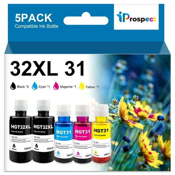 31 32XL Ink Bottle Set, Smart Tank 7602 5101 6001 651 Ink Refill Compatible with HP 31 Ink 32XL Black Ink Bottle Set for Smart Tank 5101 7602 5000 651 5103 6001 7301 7001 7302 5102 7002 7006 Printers