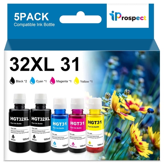 31 32XL Ink Bottle Set, Smart Tank 7602 5101 6001 651 Ink Refill Compatible with  31 Ink 32XL Black Ink Bottle Set for Smart Tank 5101 7602 5000 651 5103 6001 7301 7001 7302 5102 7002 7006 Printers