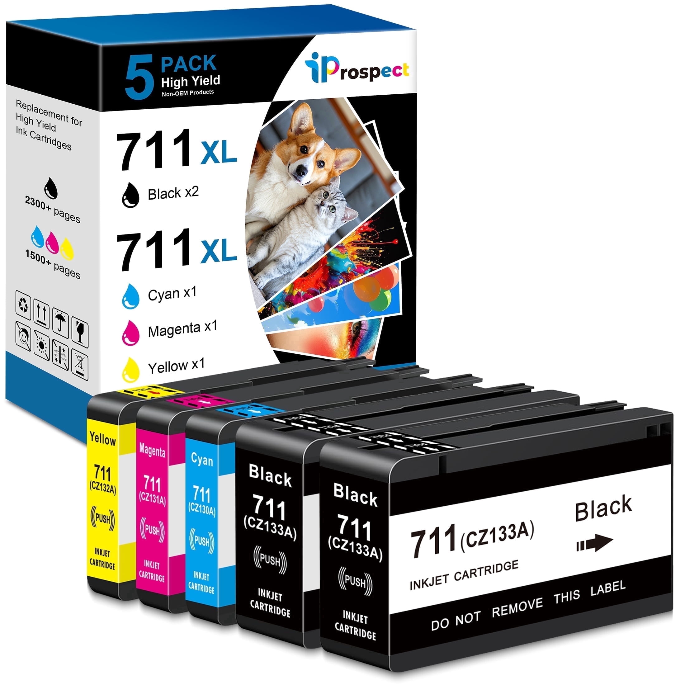 Compatible 711xl Ink Cartridges Combo Pack High Yield Replacement for  711 Ink Cartridge for  Printer DesignJet T100 T120 T125 T130 T520 T525 T530