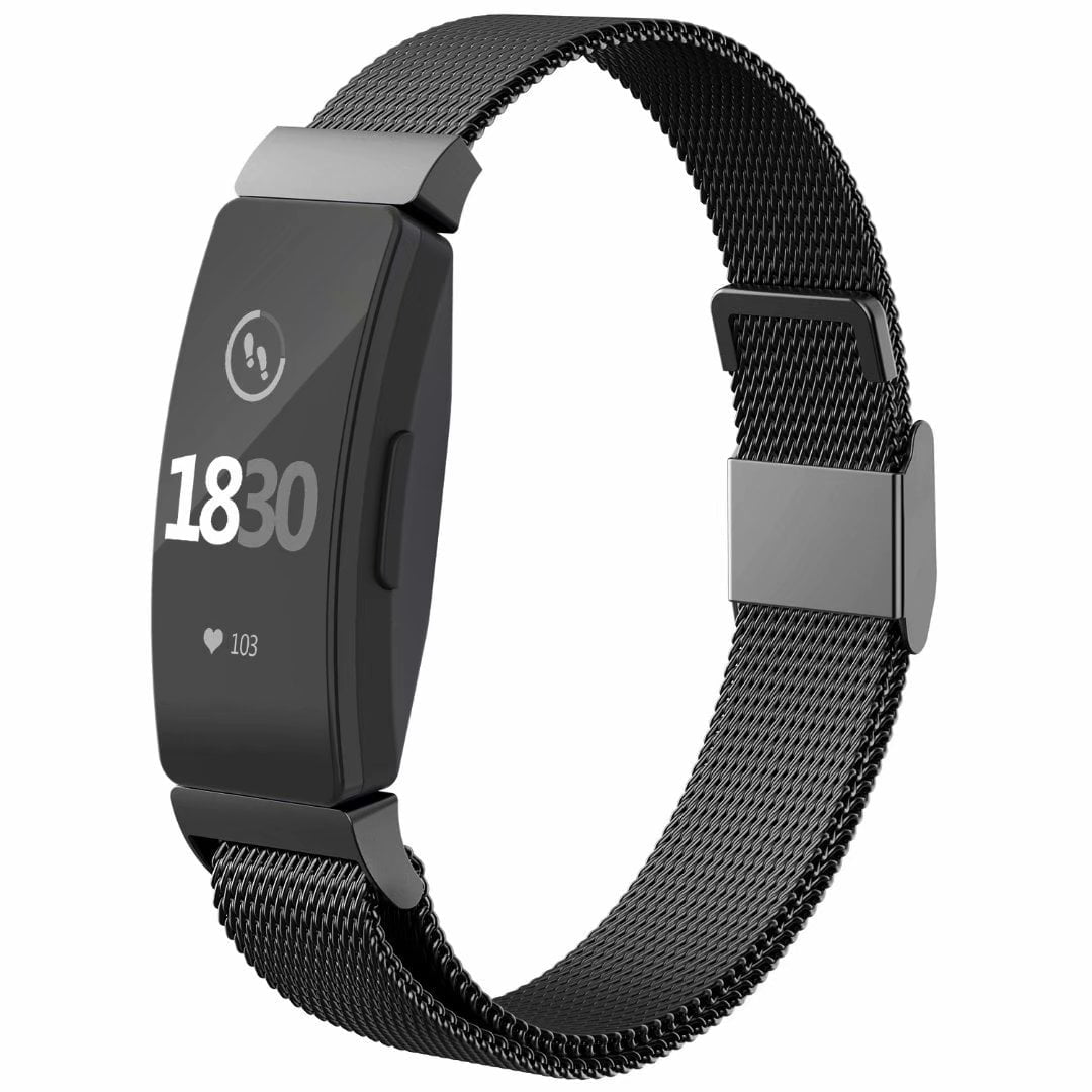 Compatible for Inspire 2 Bands Inspire HR Bands Inspire Ace 2 Band Stainless Steel Loop Metal Mesh Bracelet for Fitbit Inspire and Ace 2 Replacement Wristbands for Women Men Black Small