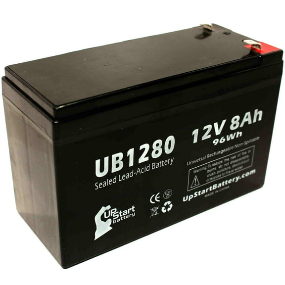 Compatible Interstate Batteries SLA1265 Battery - Replacement UB1280 Universal Sealed Lead Acid Battery (12V, 8Ah, 8000mAh, F1 Terminal, AGM, SLA) - Includes TWO F1 to F2 Terminal Adapters