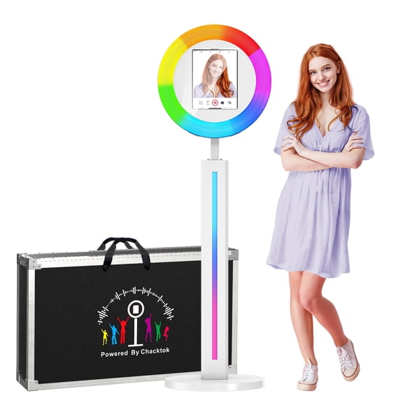 Compatible Ipad Photo Booth,Ipad 10.2in 10.9in 12.9in, APP Control Light Box, Music Sync, Flight Case