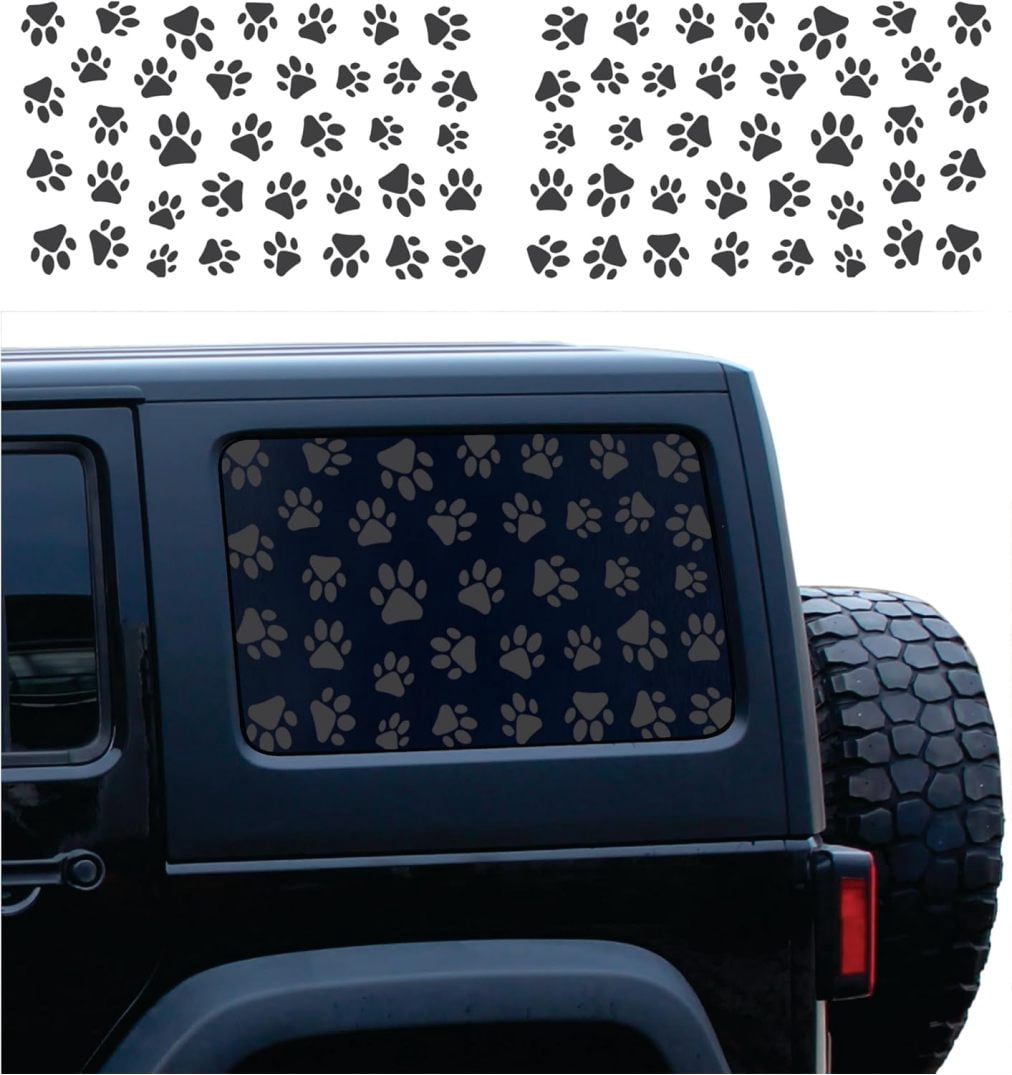Skull Daddy Graphics Dog Paw Print Wave Decals - Pair (Left & Right) For Jeep Wrangler JK JL TJ, Premium Vinyl, Chief Blue Color