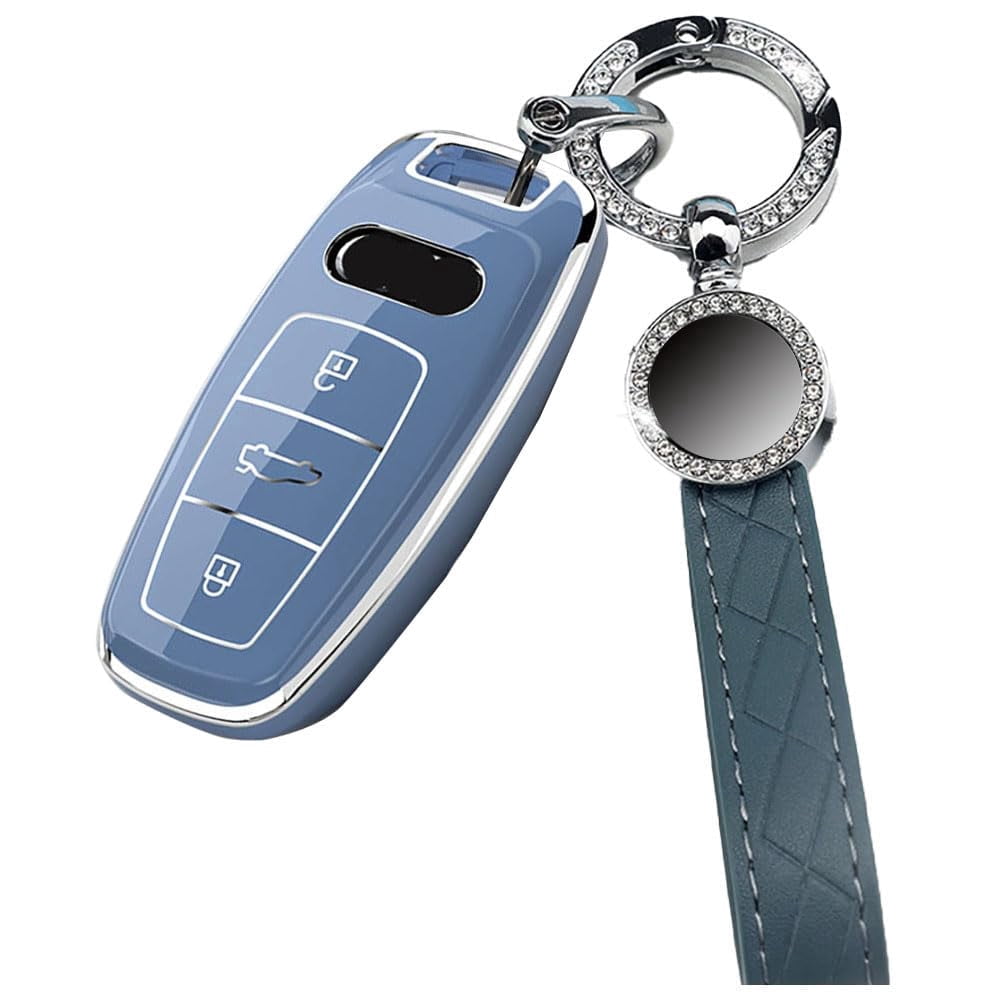 Compatible Key Fob Cover for Audi Key Fob Cover Compatible with A3 A6 A6L A7 A8 Q7 Q8 E-Tron S3 S6 S7 SQ7 RS6 RS7,etc Smart Remote Key Protector TPU Key Case Remote Key Holder