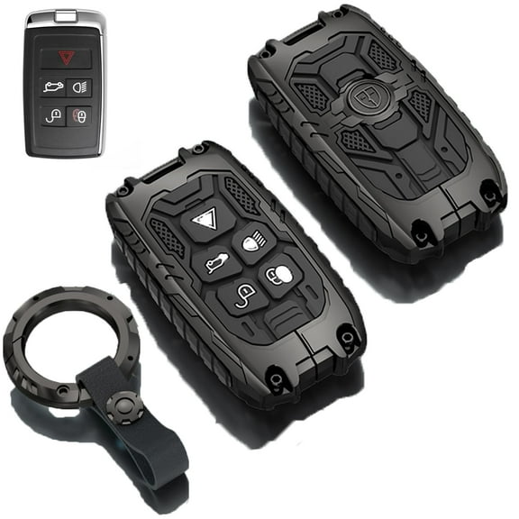 Compatible Key Fob Cover for Heavy Metal Key Fob Cover Case Protector for Range Rover,Compatible with Rover Sport Jaguar XE XJ XF, Velar, Evoque, Defender, Discovery Keychain