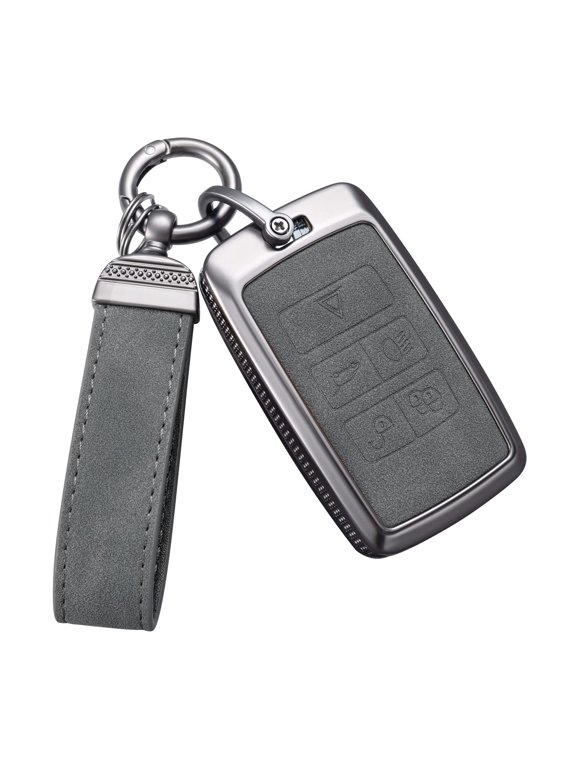Compatible Key Fob Cover for for Land Rover Key Fob Cover with Keychain Leather Key Case Protector Compatible with Land Rover Vogue Range Discovery Rover Sport Protector Metal Keychain