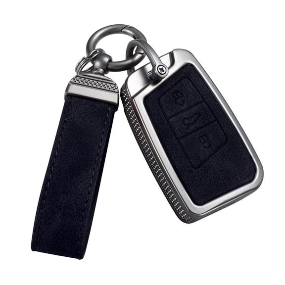 Compatible Key Fob Cover for Compatible withVW Volkswagen Key Fob Cover with Keychain Leather Key Protector Case Holder Protector Metal Keychain