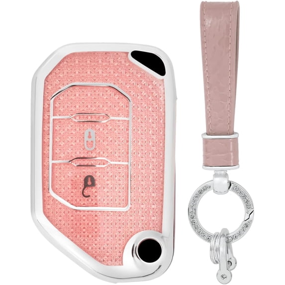 Compatible Key Fob Cover for Jeep Grand Cherokee Dodge Charger Challenger Durango Journey Dart Chrysler 300 Key Case Holder Protector Keychain