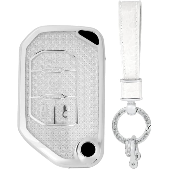 Compatible Key Fob Cover for Jeep Grand Cherokee Dodge Charger Challenger Durango Journey Dart Chrysler 300 Key Case Holder Protector Keychain