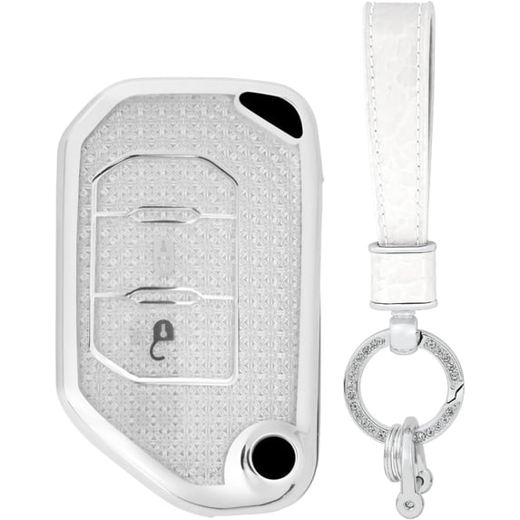 Compatible Key Fob Cover for Jeep Grand Cherokee Dodge Charger Challenger Durango Journey Dart Chrysler 300 Key Case Holder Protector Keychain